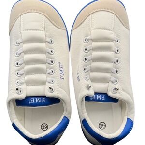 FME Barefoot Shoes Minimalist Canvas Sneakers White Blue Size 39 Wide Toe Box